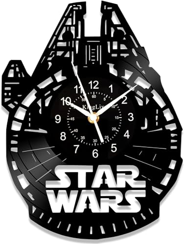 KingLive Star Theme Wars Wanduhr, Vinyl Record Clock, Geschenke für Star Theme Wars Fans, 12 Zoll Uhr, Epic Movie Dekoration für Wohnzimmer Schlafzimmer, einzigartige handgemachte Retro Silent Clock von KingLive
