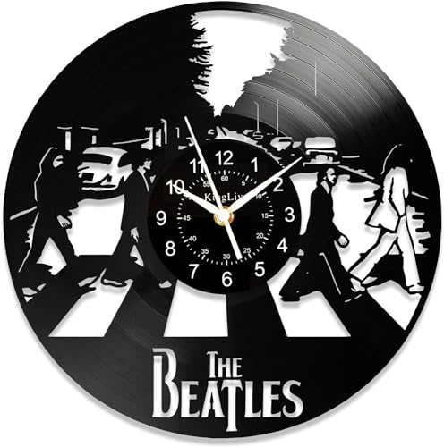 KingLive Vinyl-Schallplatten-Uhr, 12-Zoll-Beatlemusic-Uhren, Rock-Pop-Musikband, Wandkunst-Raumdekoration, runde handgefertigte Uhr, kreative Geschenke für Musikfans, Musik-Wanddekoration von KingLive