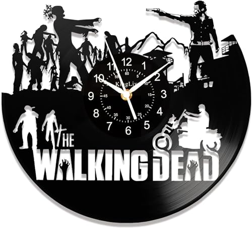 KingLive Walking Theme Dead Vinyl Record Clock, 12 Zoll Wanduhr, Retro Silence, handgemachtes Geschenk für Dead Walking Fans, Kunstdekoration, Wandaufkleber, Heimdekoration, Uhr für Wohnzimmer Küche von KingLive