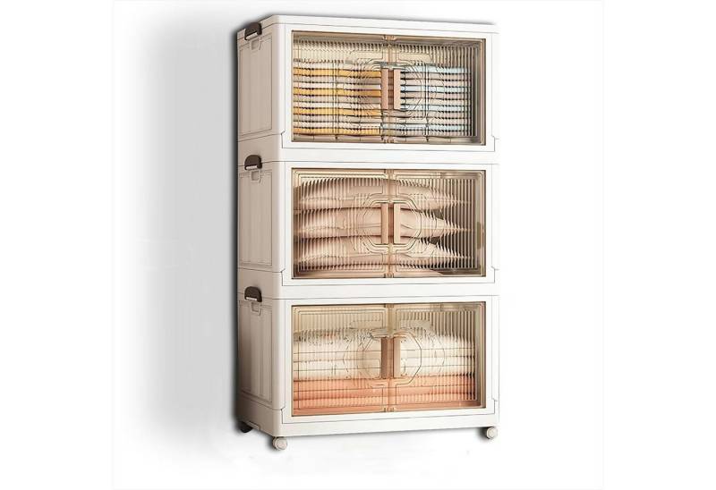 KingLux Aufbewahrungsbox 3 Stück faltbare Aufbewahrungsbox Mit Deckel, [55L x 3] mit Rädern (3 St) von KingLux