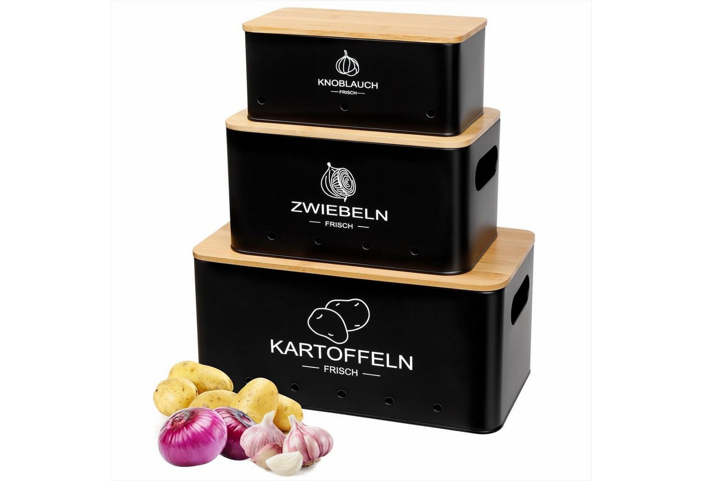KingLux Aufbewahrungsbox 3Stk.Kartoffel Aufbewahrungsbox, Hält Gemüse Länger Frisch (3 St) von KingLux