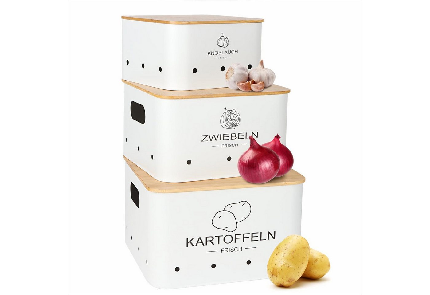 KingLux Aufbewahrungsbox 3Stk.Kartoffel Aufbewahrungsbox, Hält Gemüse Länger Frisch (3 St) von KingLux