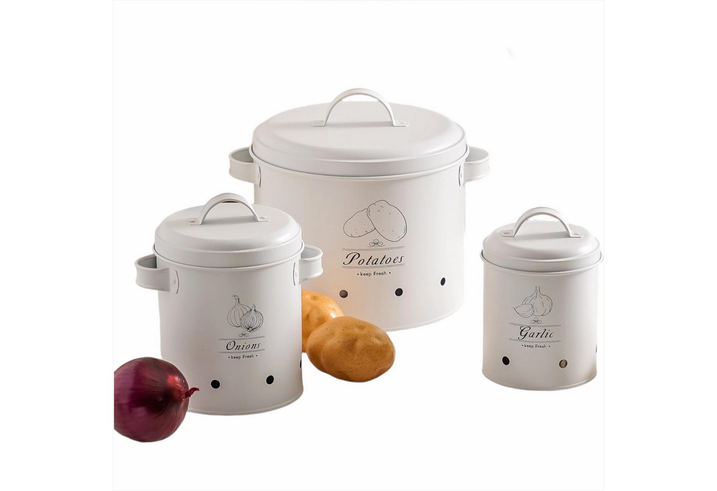 KingLux Aufbewahrungsbox 3Stück Kartoffel Aufbewahrungsbox, Vielseitiges Kartoffeltopf Set (3 St) von KingLux
