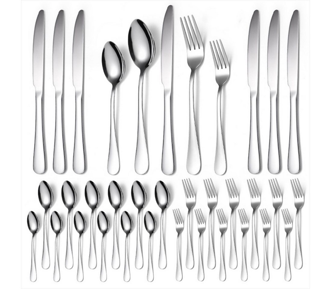 KingLux Besteck-Set 30tlg.Essbesteck Messer Gabel Löffel Set Spülmaschinenfest (30-tlg), 6 Personen, Edelstahl von KingLux