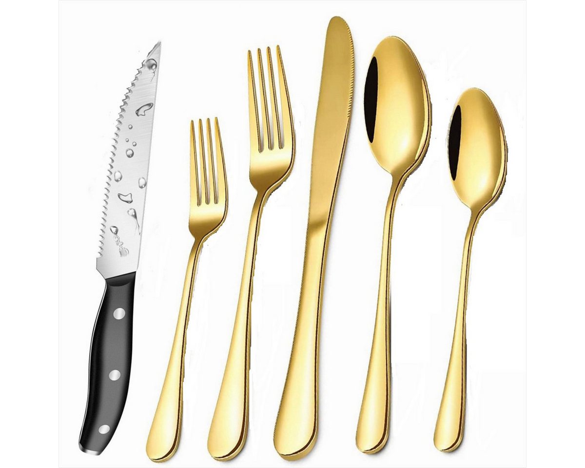 KingLux Besteck-Set 72tlg. Essbesteck Set Tafelbesteck inkl Steakmesser Spülmaschinenfest (72-tlg), 12 Personen, Edelstahl von KingLux