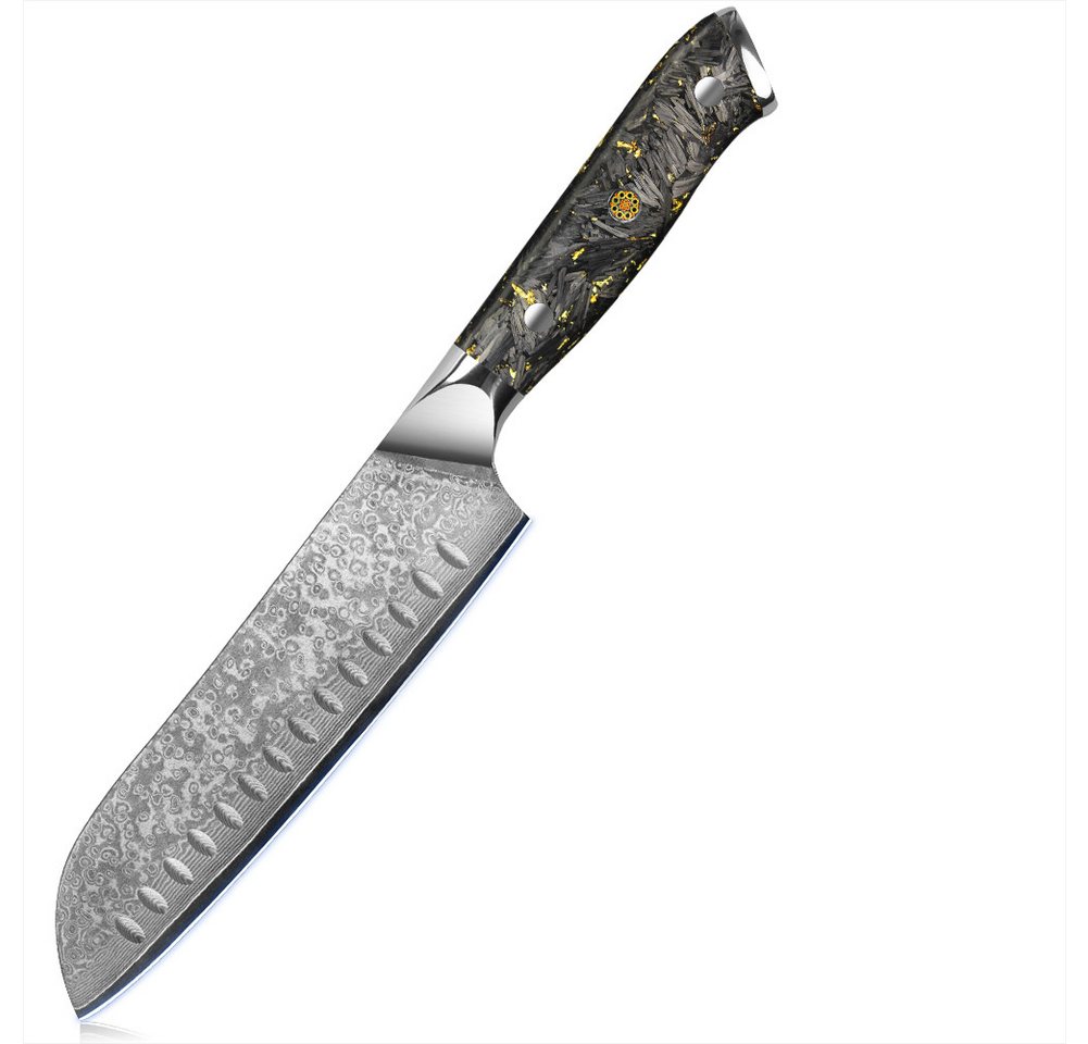 KingLux Damastmesser 18cm Klingen Santoku-Messer Damaststahl Küchenmesser von KingLux