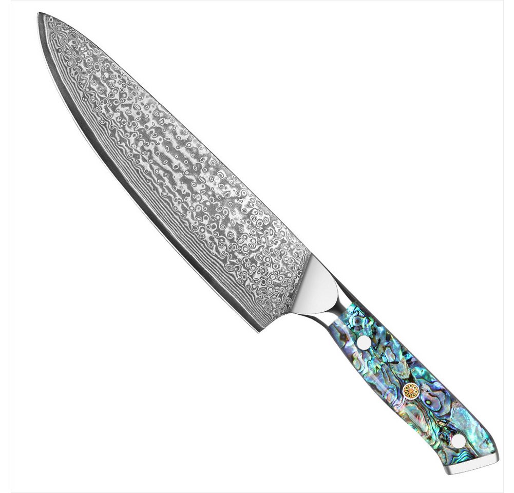 KingLux Damastmesser 20cm Kochmesser aus 67 Lagen Damaststahl Abalone-Muschel Griff von KingLux