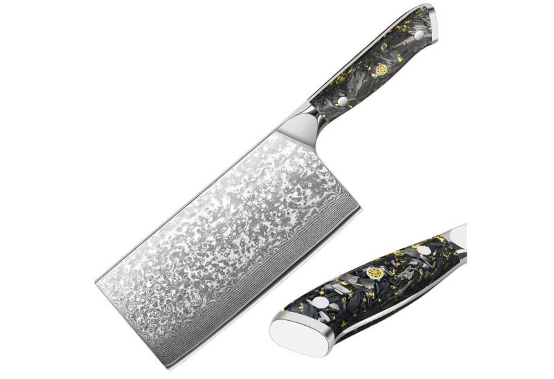 KingLux Damastmesser 7 Zoll Hackmesser VG10 Damaststahl Nakirimesser Küchenmesser von KingLux