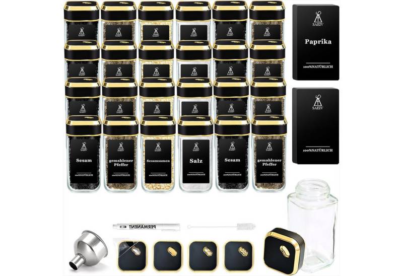 KingLux Gewürzbehälter 360° Rotation 120ml Gewürzgläser Eckig Set, Drei Kaliber, borosilikatglas, (Set, 24-tlg) von KingLux