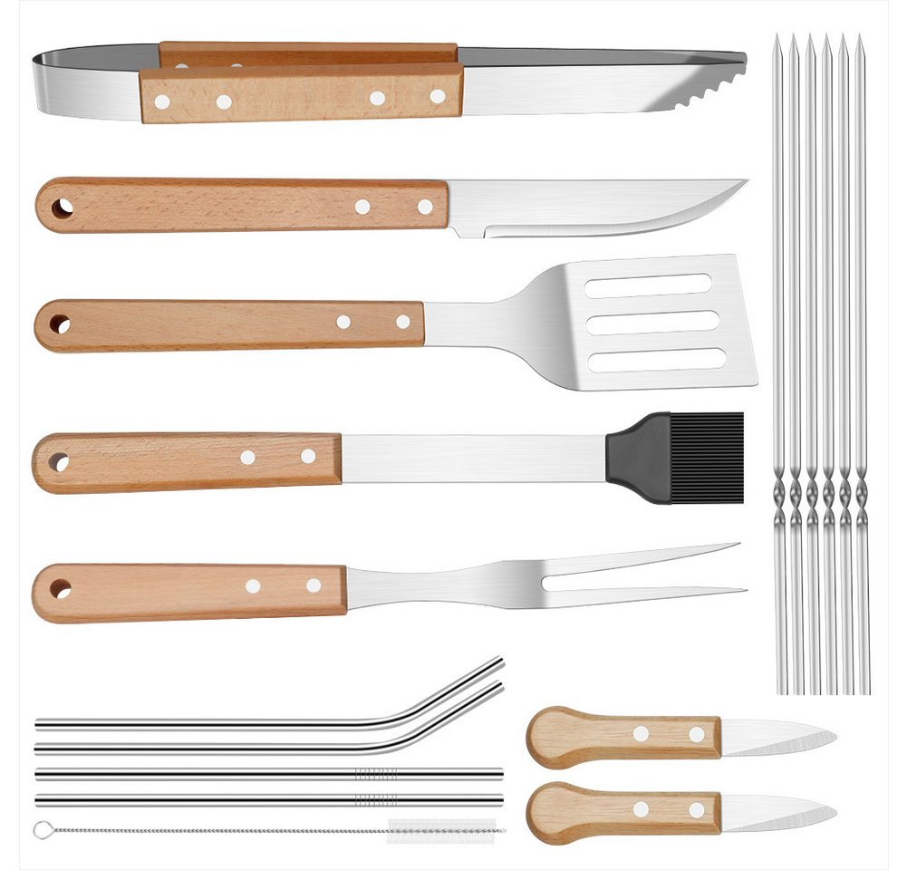 KingLux Grillbesteck-Set 18 Stück Edelstahl Grillzubehör Set BBQ Grillwerkzeug Set, (18 tlg) von KingLux