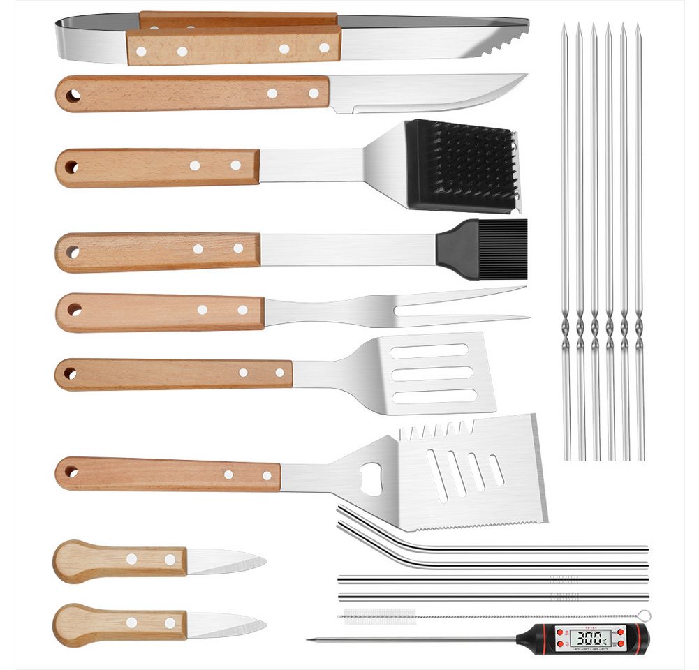 KingLux Grillbesteck-Set 21tlg. Edelstahl Grillbesteck Grillzubehör für Garten Camping, (21 tlg) von KingLux