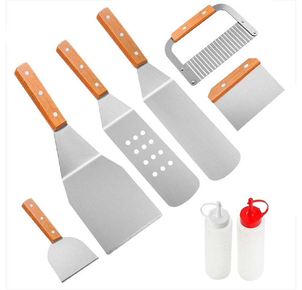 KingLux Grillbesteck-Set 8tlg.Grillspachtel Plancha Kit Edelstahl Teppanyaki Spachtel, (8 tlg) von KingLux