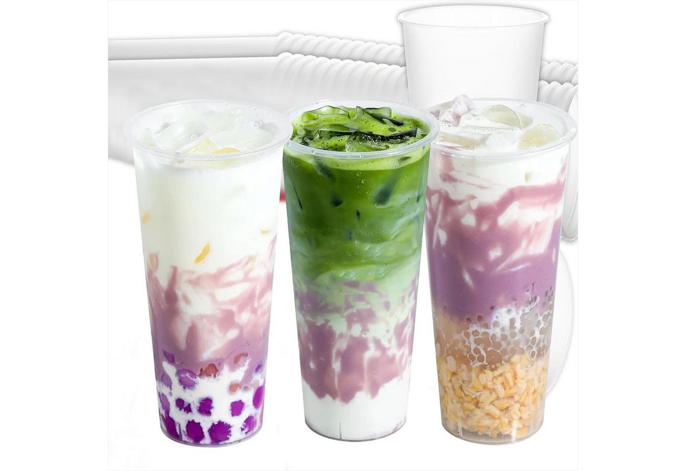 KingLux Mehrwegbecher 100Stück 500ml Partybecher mit Deckel Spülmaschinenfeste PP-Becher, (100-tlg) von KingLux