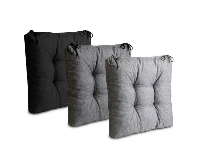 KingMatratzen Stuhlkissen 1 - 8 Stück Sitzkissen 40x40cm Grau Wasserdichtes Stuhlkissen von KingMatratzen