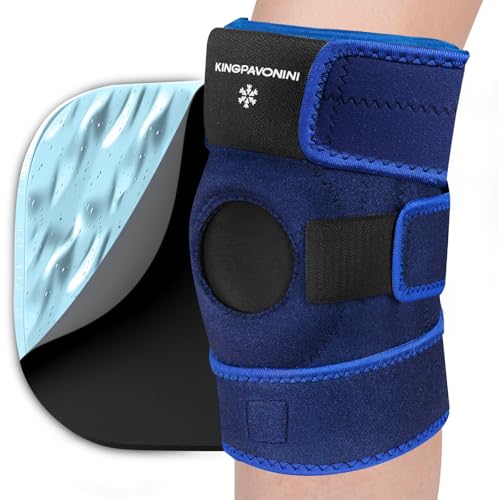 KingPavonini 3-in-1-Kühlmanschette Knie nach Gelenkersatzoperation, wiederverwendbare Kühlakku Gel, Kalt-/Wärmebehandlung Knöchel-Eispackung wickeln Blau von KingPavonini