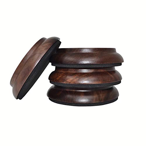 KingPoint Klavieruntersetzer, Möbeluntersetzer aus Hartholz, 4er-Set Black Walnut von KingPoint