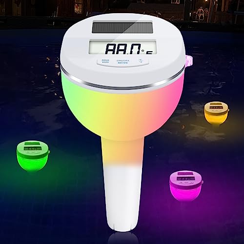 KingSom Schwimmendes Poolthermometer, Pool Thermometer Digital Solar mit Farbwechsel-LED-Leuchten, Wasserthermometer für Pool Leicht lesbar mit LCD-Bildschirm, Pool Thermometer Wasser Temperatur KingSom Schwimmendes Poolthermometer, Pool Thermometer Digital Solar mit Farbwechsel-LED-Leuchten, Wasserthermometer für Pool Leicht lesbar mit LCD-Bildschirm, Pool Thermometer Wasser Temperatur von KingSom