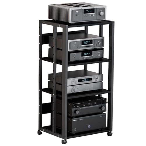 AV-Media-Ständer mit 4 Ebenen, mit Rollen, Audio-visuelles Regal, Stereo-Ausrüstung, Lagerregal (Farbe: A) von KingWich
