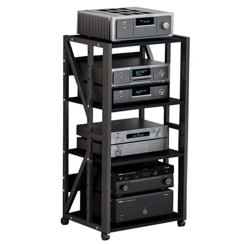 AV-Media-Ständer mit 4 Ebenen, mit Rollen, Audio-visuelles Regal für Bürogebrauch, Stereo-Ausrüstung, Lagerregal (Farbe: B) von KingWich