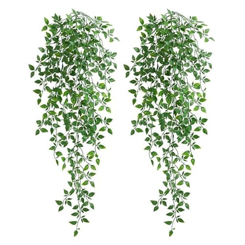 KingYH 2 Stück Künstliche Hängende Pflanzen 95cm Kunstpflanze Mandala Kunststoff Pflanzen Kunstpflanzen Grüne Hängepflanze für Wände Fensterbret Schrank Deko Balkon Wand Hängekorb Deko von KingYH