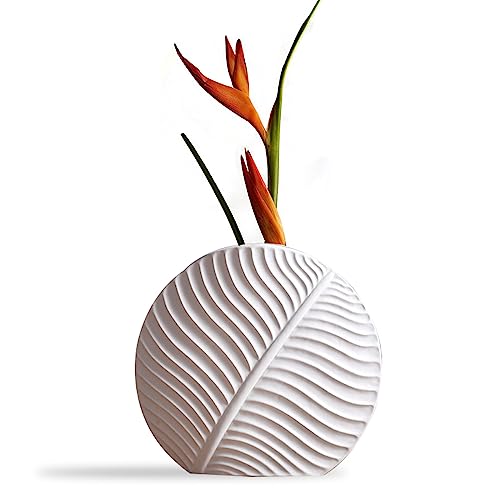 Kingbar Keramik Vase Weiß, Vasen Deko-Blumenvase Matt Boho Körpervase Für Hochzeit Einweihungsparty Feiern Schreibtisch Schlafzimmer Wohnzimmer Geschenk, S von Kingbar