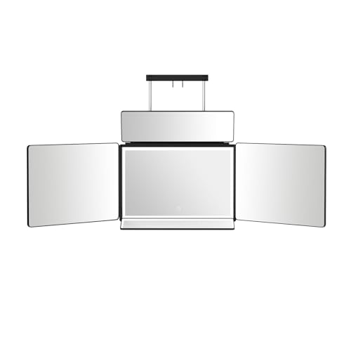 Kingbar 5 Wege Klappspiegel Spiegel Portable, 360 Grad Spiegel Mit DREI Farbverstellung LED, Hängespiegel Für Selbststyling Und Haarschneiden, Kosmetikspiegel von Kingbar