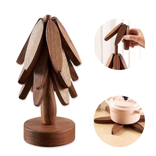 Kingbar Baumform Topfuntersetzer, Untersetzer Aus Holz, Faltbare Hitzebeständige Pads Für Küchenschüsseltöpfe Pfannen Und Teller, B von Kingbar