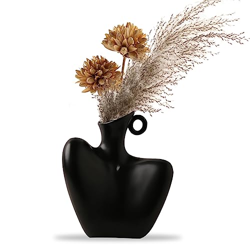 Kingbar Weiße Vase Keramik, Keramik Schlüsselbein Blumenvase, Frauenkörper Body Blumenvase, Modern Vasen Dekorative Für Pampasgras Blumen, Tischdekoration, B von Kingbar