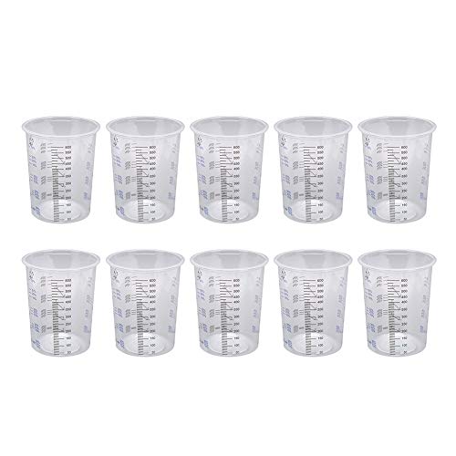 KingbeefLIU Messbecher 10St. 600ml Klarer Kunststoff Farbe Flüssigkeit Mischen Abgestufter Messbecher Behälter Zufällige Farbe von KingbeefLIU