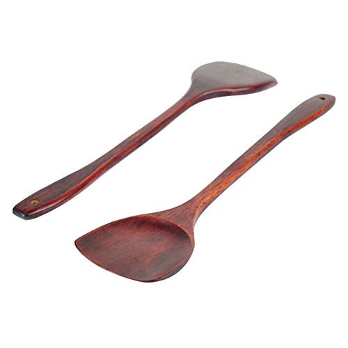 KingbeefLIU Pfannenwender aus Holz mit langem Griff Kochspatel Löffel Utensil Küchenwerkzeug langer Griff perfekt zum Kochen, Braten braun von KingbeefLIU
