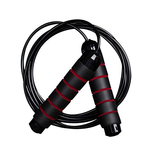 KingbeefLIU Springseil Stahldraht Aerobic-Übung Überspringen Springseil Fitnessstudio Sport Fitness Workout Tool Schwarz Rot von KingbeefLIU