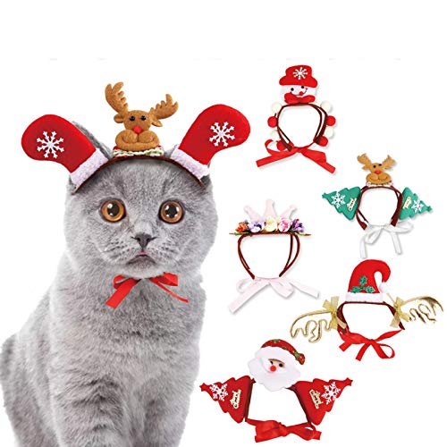 KingbeefLIU Weihnachtshunde Katzen Weihnachtsmuster Stirnband Fotografie Requisiten Haustier Kopfbedeckung Zubehör Weihnachtsmütze ** M. von KingbeefLIU