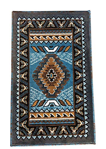 South West Native American Fußmatte Bereich Teppich Rot Design 158 (2 Füße X3 Füße 10,2 cm), Polyester-Mischgewebe, Blue-brown, 2 Feet X 3 Feet 4 Inch von Kingdom