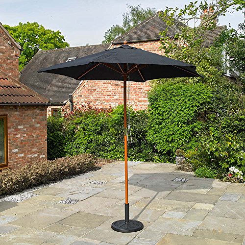 Kingfisher 2,4 m Holz schwarz Garten Sonnenschirm von Best Price Square