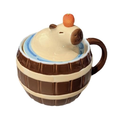 450 Ml Cartoon Tassen Mit Deckel Kreative Capybara Kaffeetasse Wassertrinkbecher Keramik Kaffeetasse Teetasse Trinkgeschirr Trinkbecher Mit Und Deckel Reisebecher Outdoor Trinkgeschirr von Kingke