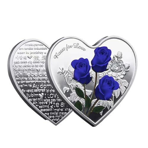 Kingke Herzförmige Liebes Gedenk Liebes Herz Rosen Metallmünze Hochzeits Souvenirs Mit Verschiedenen „Ich Liebe Dich“ Spruch Hochzeits Souvenirs von Kingke