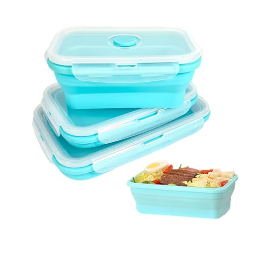 Kingmate 3er Set Food Storage Container Silikon Faltbare Vorratsdosen Frischhaltedosen-Set Frischalteboxen Kühlschrank-Dosen mit Deckel, BPA-frei Spülmaschinen Mikrowellen Geeignet, Grün von Kingmate