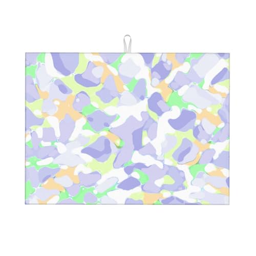 Kingmate Abtropfmatte -Geschirr Trocknungsmatte mit Leaves Motiv, Mikrofaser Küchenunterlage (Camouflage Motiv B, 46×61cm) von Kingmate