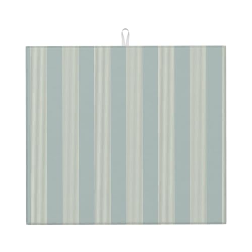 Kingmate Abtropfmatte -Geschirr Trocknungsmatte mit Leaves Motiv, Mikrofaser Küchenunterlage (Linien Motiv, 46×41cm) von Kingmate