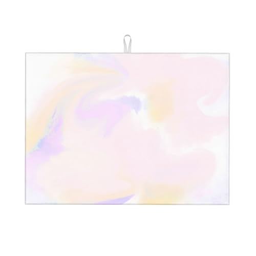 Kingmate Abtropfmatte -Geschirr Trocknungsmatte mit Leaves Motiv, Mikrofaser Küchenunterlage (Pink Regenbogen, 46×61cm) von Kingmate