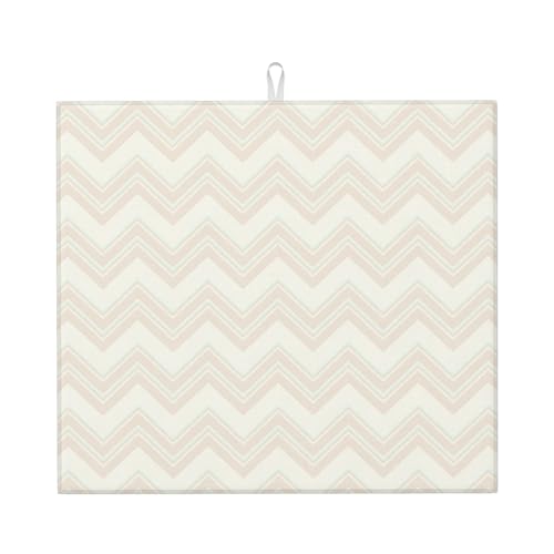 Kingmate Abtropfmatte -Geschirr Trocknungsmatte mit Leaves Motiv, Mikrofaser Küchenunterlage (Triangular Stripe Motiv A, 46×41cm) von Kingmate