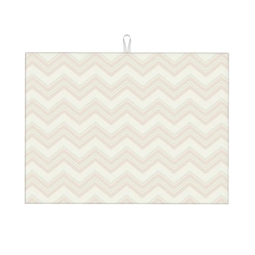 Kingmate Abtropfmatte -Geschirr Trocknungsmatte mit Leaves Motiv, Mikrofaser Küchenunterlage (Triangular Stripe Motiv A, 46×61cm) von Kingmate
