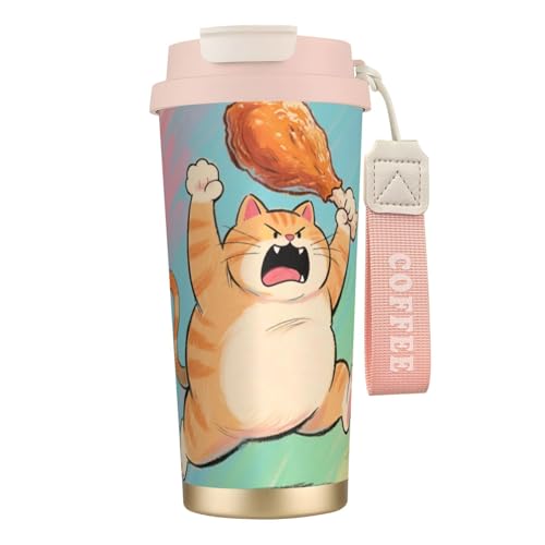 Kingmate Thermobecher 500ml mit Strohhalm & Deckel–Kaffeebecher Thermo to Go auslaufsicher, Doppelwand Isolierbecher aus 317 Edelstahl–Thermo Kaffeebecher für Büro, Reise & Camping von Kingmate