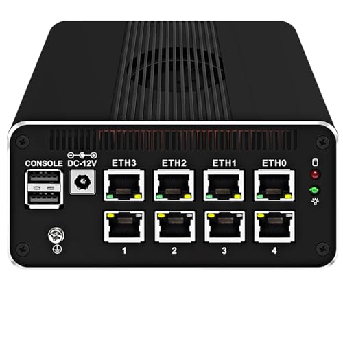 12th Gen Firewall Micro Appliance, 8X i226 2.5G LAN Fanless Mini PC Intel N100, 16GB DDR5 256GB NVMe, 6* USB, HDMI, DP, Type-C, AES-NI VPN Router Support pfsense Openwrt, WiFi Slot von KingnovyPC