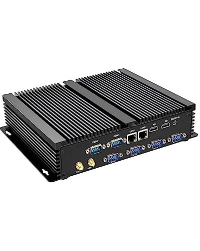 Fanless Mini PC Intel Celeron 2955U Windows 10 Pro, 8GB Ram 256GB SSD, 2*LAN, 6*COM Rs232, 2* HDMI, VGA, 8*USB, 2.4G+5G Dual WiFi,Industrial Barebone Mini Desktop Computer von KingnovyPC