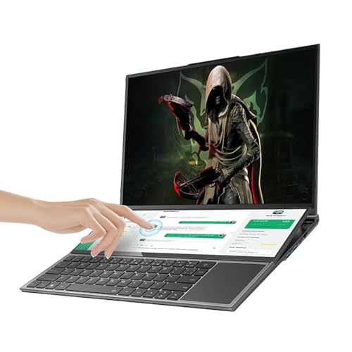 Gaming Laptop Windows 11, 16 Inch IPS + 14'' Touch Intel i7-10750H Dual Screen Slim Notebook PC Computer, 32GB RAM 1TB SSD von KingnovyPC