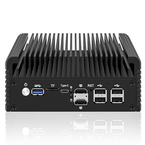 Micro Firewall Appliance, Mini PC, VPN, Router PC, Intel N100, Fanless, AES-NI, 6 x Intel 2.5GbE I226-V LAN, 4xUSB2.0, 2xHDMI2.1, Type-C, USB3.2, TF Slot, 16GB RAM 512G SSD von KingnovyPC