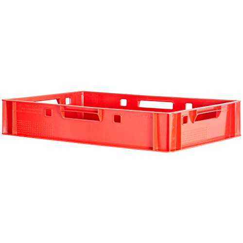 1 Stück E1 Fleischkiste Rot Kiste Eurobox Lebensmittelecht Metzgerkiste Box Aufbewahrungsbox Kunststoff Wanne Plastik Stapelbar Lagerkiste 60 x 40 Kingpower von Kingpower