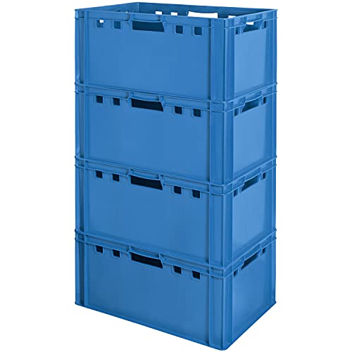4 Stück E3 Fleischkiste Kiste Eurobox Lebensmittelecht Metzgerkiste Box Aufbewahrungsbox Kunststoff Wanne Plastik Stapelbar Lagerkiste 60 x 40 Blau Kingpower von Kingpower