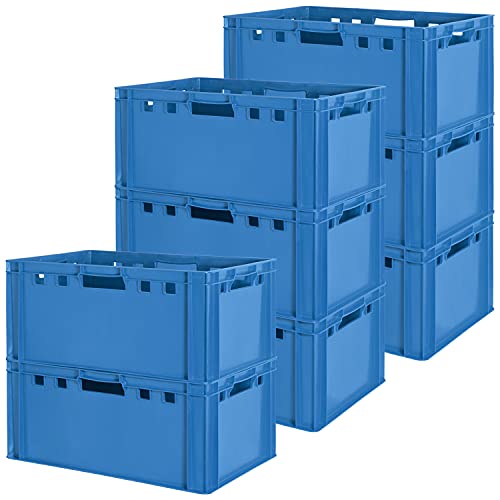 8 Stück E3 Fleischkiste Kiste Eurobox Lebensmittelecht Metzgerkiste Box Aufbewahrungsbox Kunststoff Wanne Plastik Stapelbar Lagerkiste 60 x 40 Blau Kingpower von Kingpower